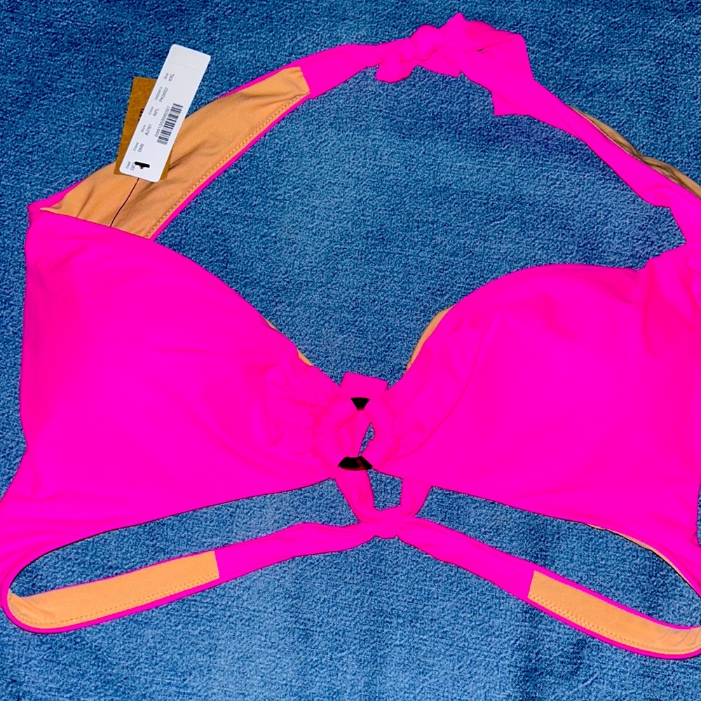 J Crew Bikini Top (NWT) w/Tortoise Key-hole - Sz XXL